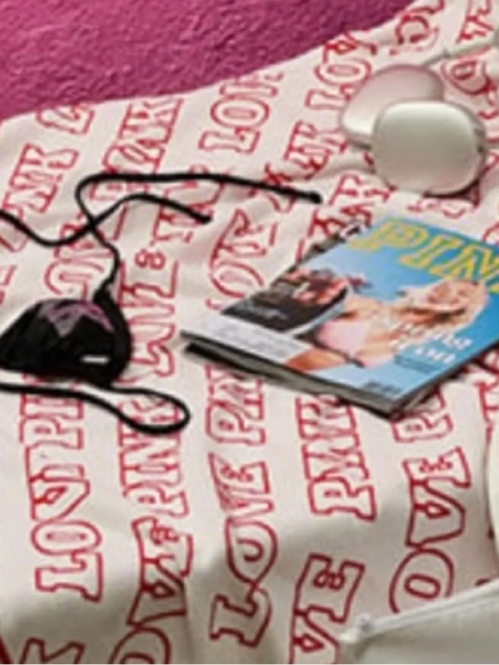 PINK Victoria's Secret Sling Bag with White & Pink Logo Towel